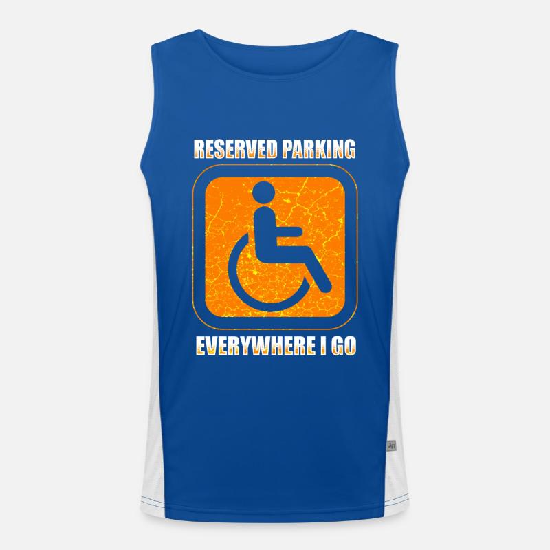 Rollstuhl Humor Behinderung Handicap Geschenk Funktionelles Kontrast-Tank Top für Männer 