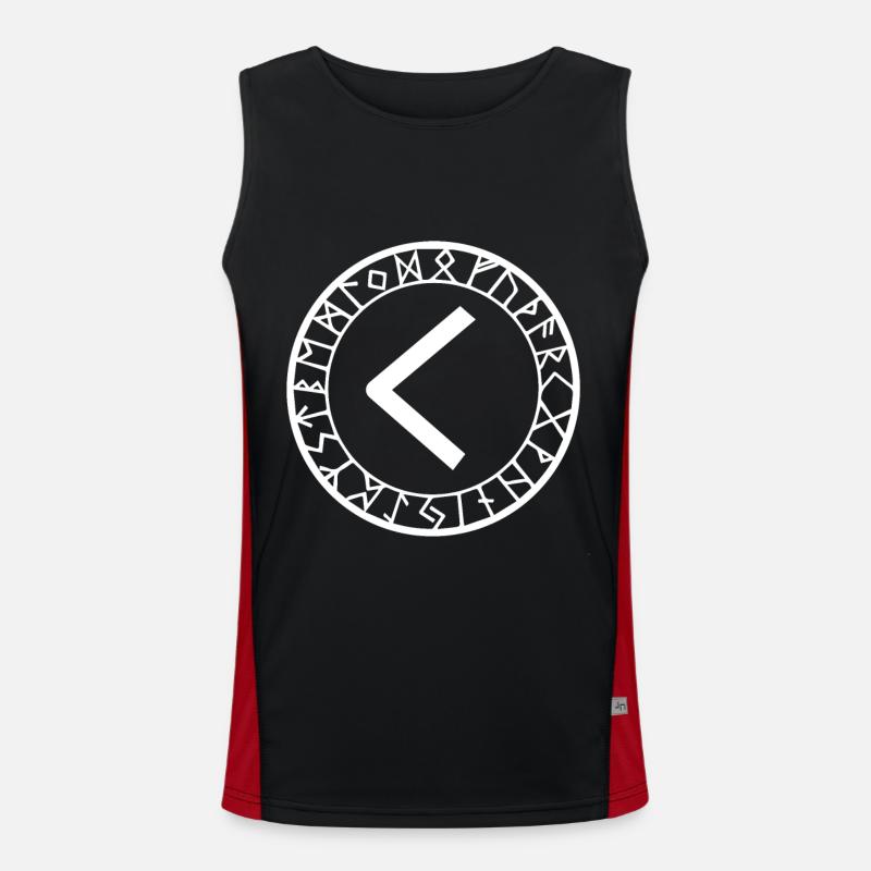 Rune Runic Alphabet Furthark Kennaz Men's Functional Contrast Tank Top 