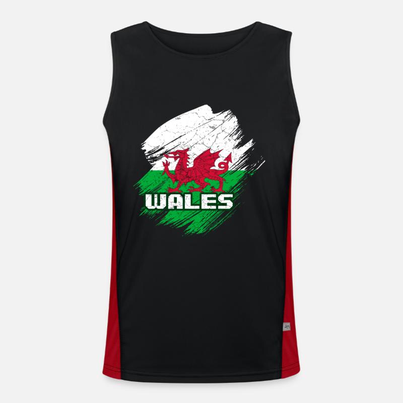 Wales Flagge Funktionelles Kontrast-Tank Top für Männer 