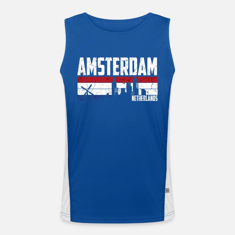 Amsterdam Skyline Pays-Bas Débardeur respirant contrasté Homme 