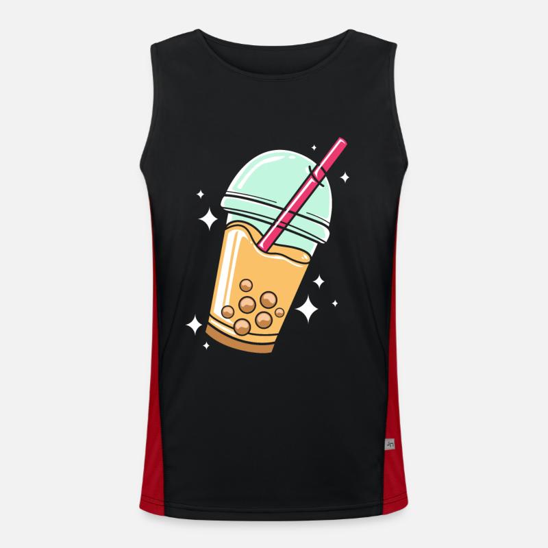 Bubble Tee Boba Tea - Men's Functional Contrast Tank Top  - black/red