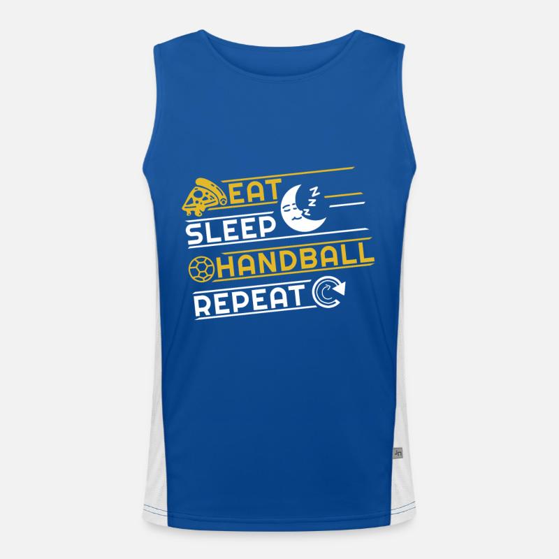 Eat Sleep Handball Repeat Handballer Training Funktionelles Kontrast-Tank Top für Männer 