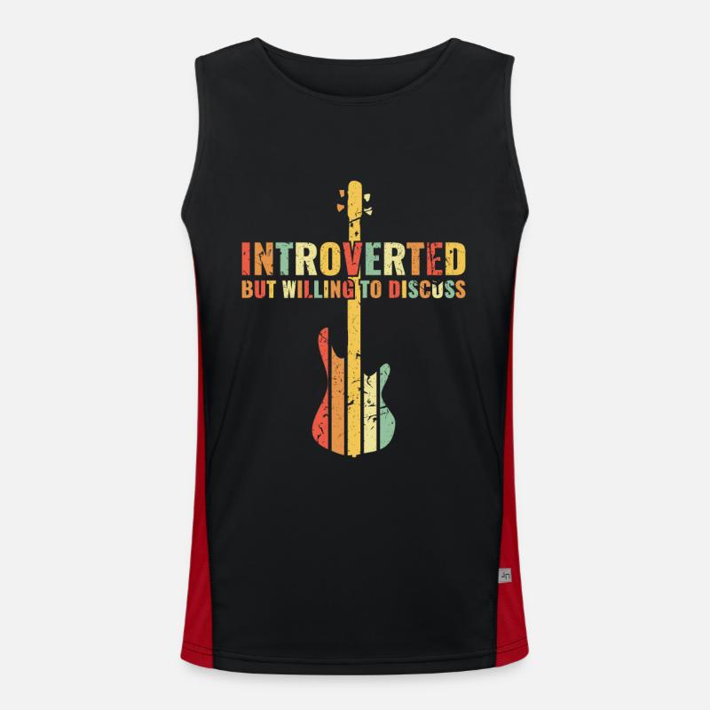 INTROVERTED BUT WILLING DISCUSS bass player Funktionelles Kontrast-Tank Top für Männer 