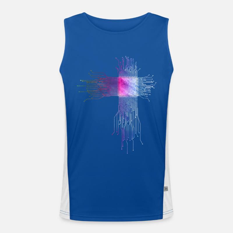 Programmierer CPU Motiv Funktionelles Kontrast-Tank Top für Männer 