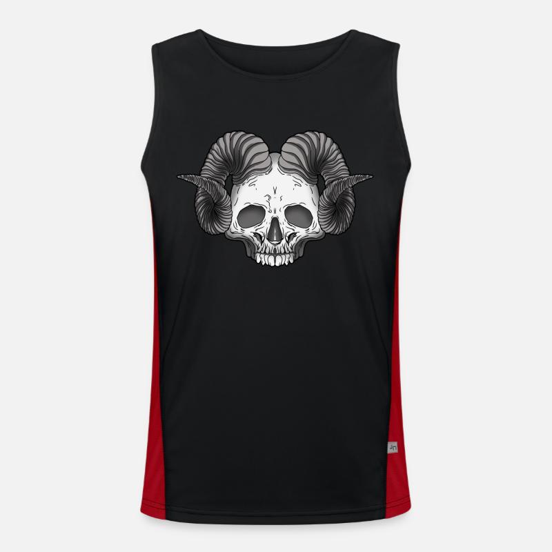 Widder Totenkopf - Aries Skull Funktionelles Kontrast-Tank Top für Männer 