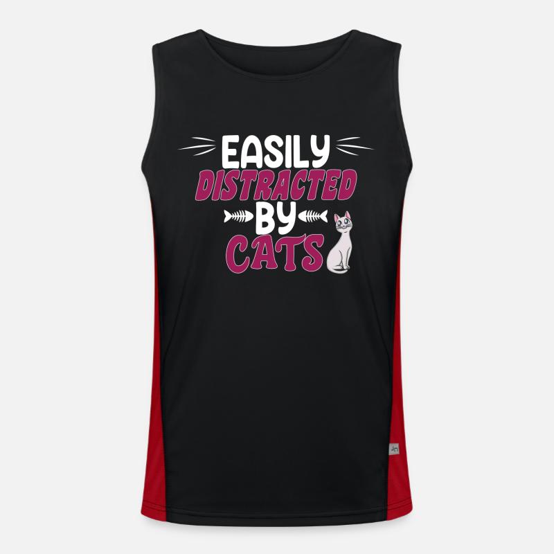 Cute cat - easily distracted by cats Men's Functional Contrast Tank Top 