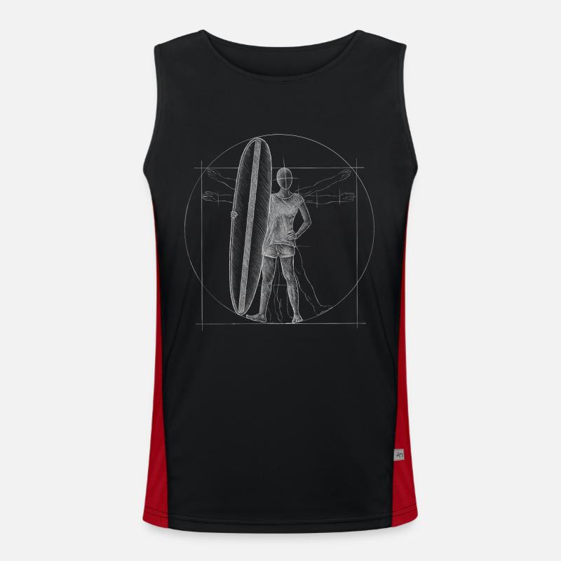 Surfer Retro Planche de Surf Vitruvian Man Débardeur respirant contrasté Homme 