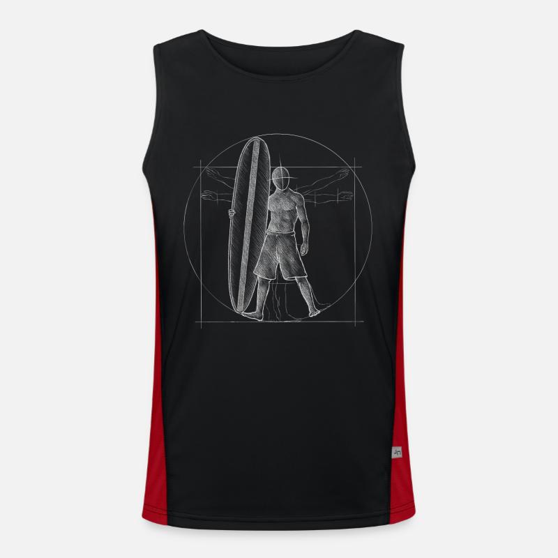 Surfer Dude Retro Planche de Surf Vitruvian Man Débardeur respirant contrasté Homme 