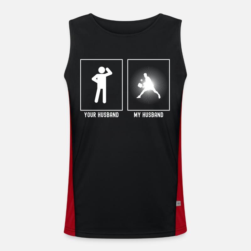 Ihr Ehemann - Mein Ehemann - Tennisspieler Schlagz Funktionelles Kontrast-Tank Top für Männer 
