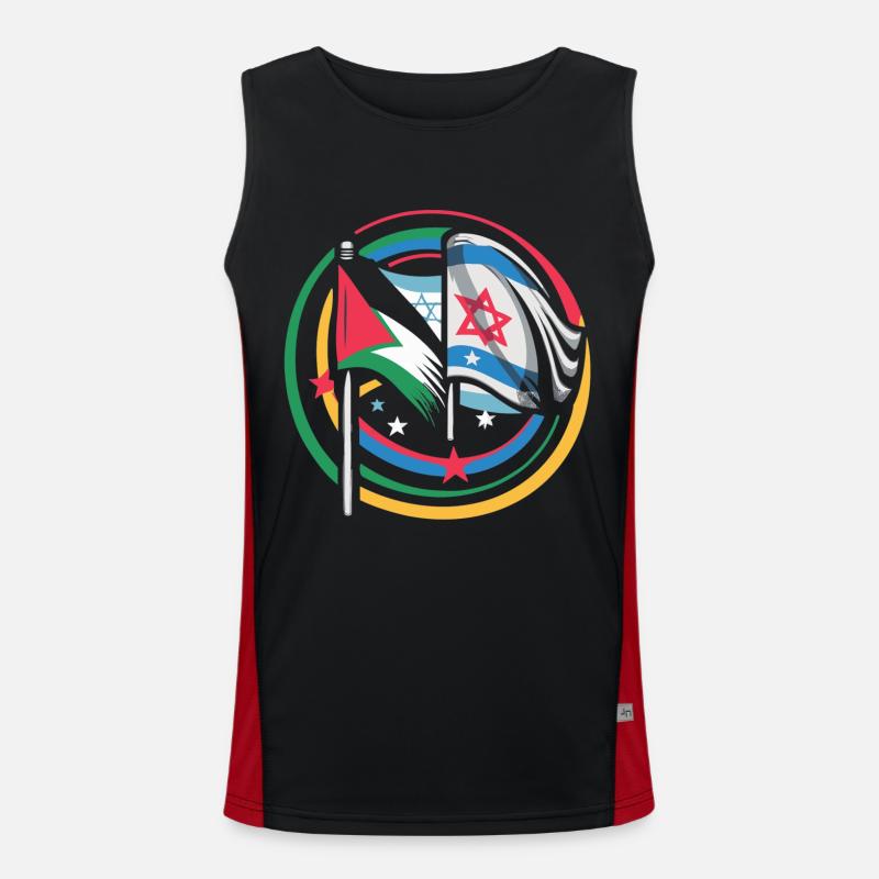 Unity for Peace Flags of Israel Palestine Men's Functional Contrast Tank Top 