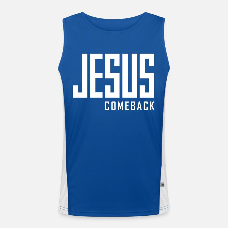 Jesus Comeback – Dein Glaubens-Statement! Funktionelles Kontrast-Tank Top für Männer 