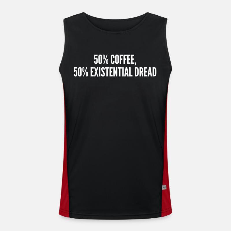 50% coffee 50% existential dread - Men's Functional Contrast Tank Top  - black/red