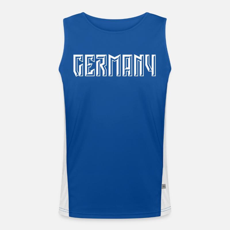 Germany Lettering (Relief / 3D / White) Men's Functional Contrast Tank Top 