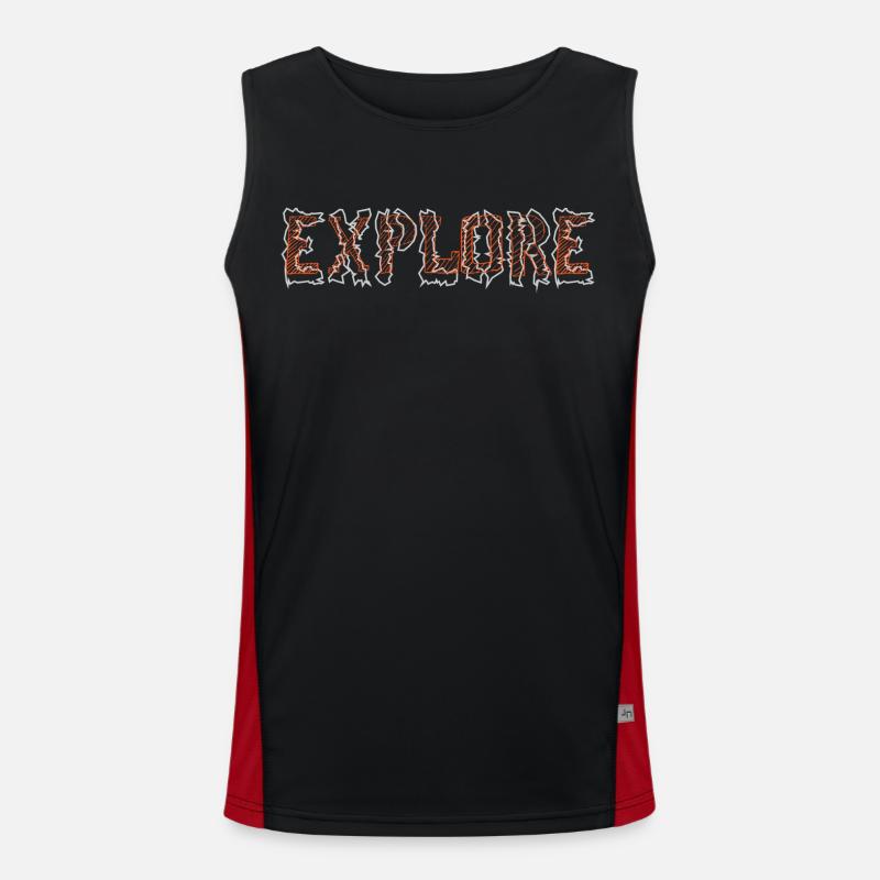 explore - Men's Functional Contrast Tank Top  - black/red