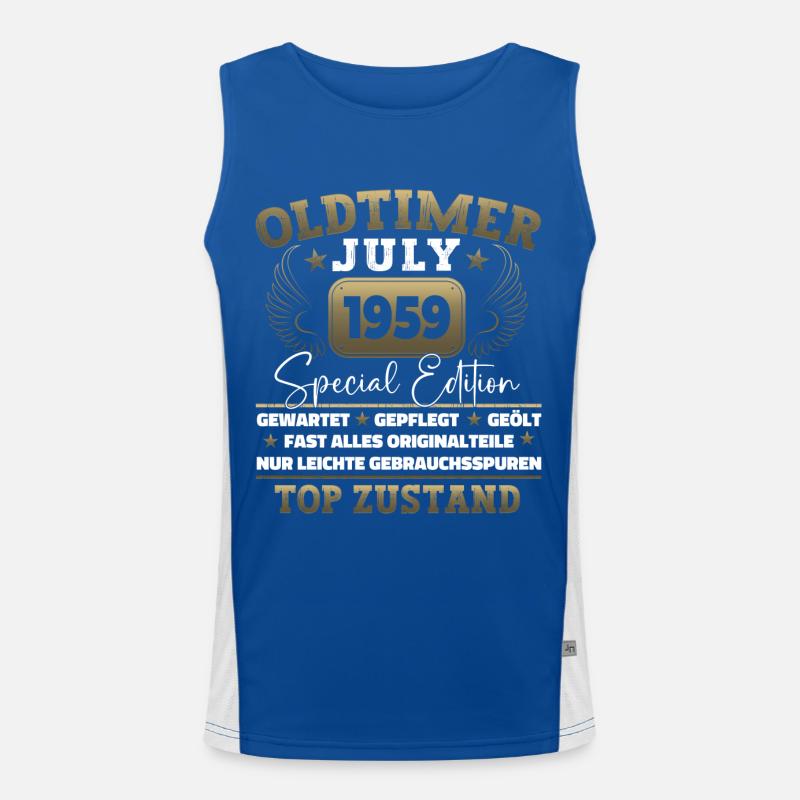 Oldtimer Juli 1959 63. Geburtstag Geschenk Herren Funktionelles Kontrast-Tank Top für Männer 