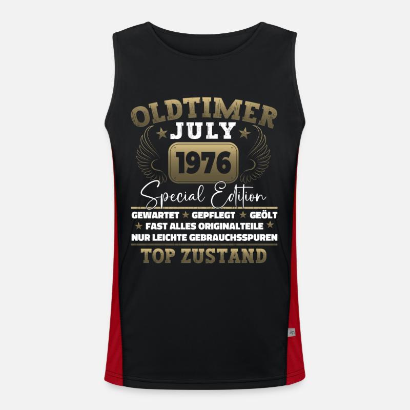 Oldtimer Juli 1976 46. Geburtstag Geschenk Herren Funktionelles Kontrast-Tank Top für Männer 