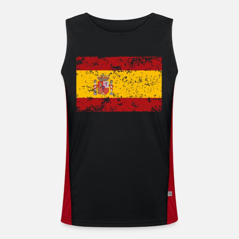 Drapeau de l’Espagne, effet usé Débardeur respirant contrasté Homme 