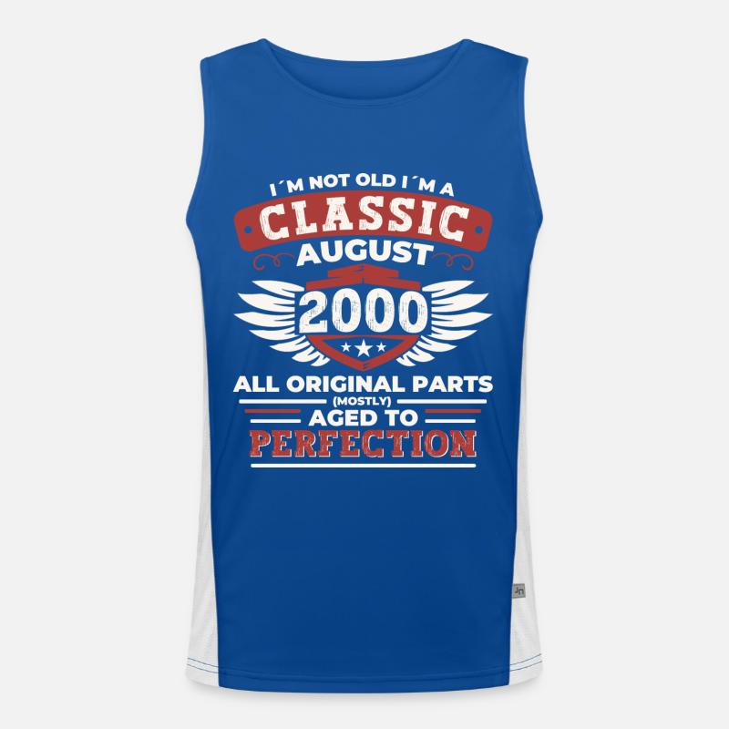 Vintage 2000 Classic Birthday Gift August Men's Functional Contrast Tank Top 