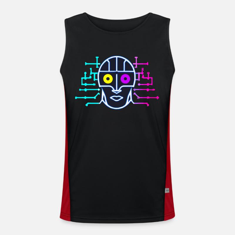 Neon Robot - Artificial Intelligence - Cyborg Men's Functional Contrast Tank Top 