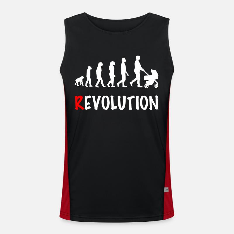 revolution daddy stroller birth - Men's Functional Contrast Tank Top - black/red