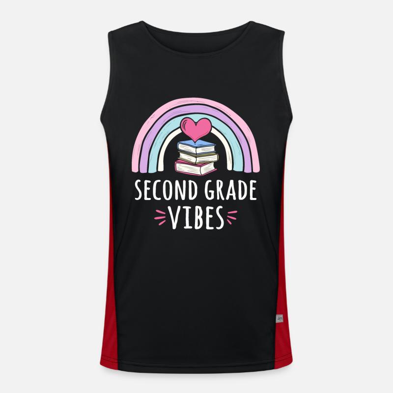 Second Grade Vibes - Men's Functional Contrast Tank Top  - black/red