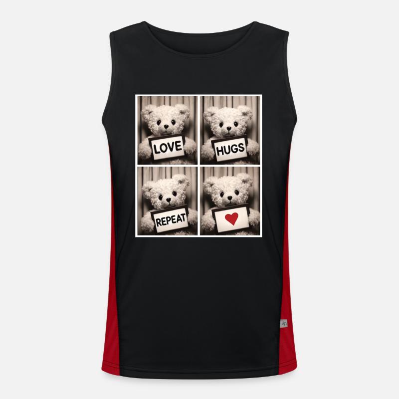 Teddy Bear – Love Hugs Repeat Men's Functional Contrast Tank Top 