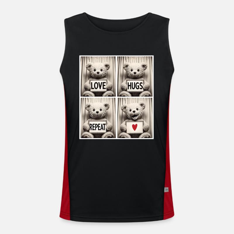 Teddy Bear – Love Hugs Repeat Men's Functional Contrast Tank Top 