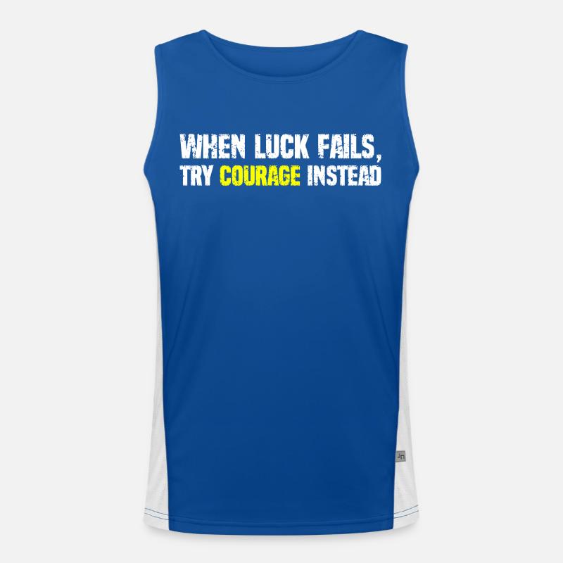 Courage Over Luck Typographie Débardeur respirant contrasté Homme 