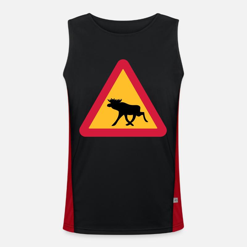 Caution Moose! - Men's Functional Contrast Tank Top  - black/red