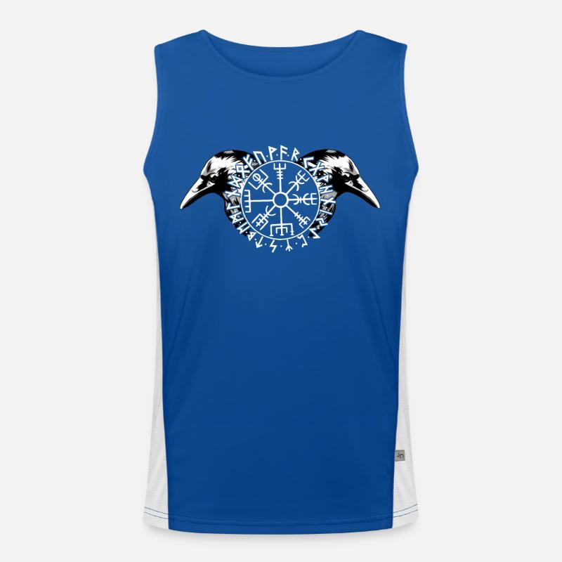 Hugin and Munin with Futhark and Vegvisir Men's Functional Contrast Tank Top 