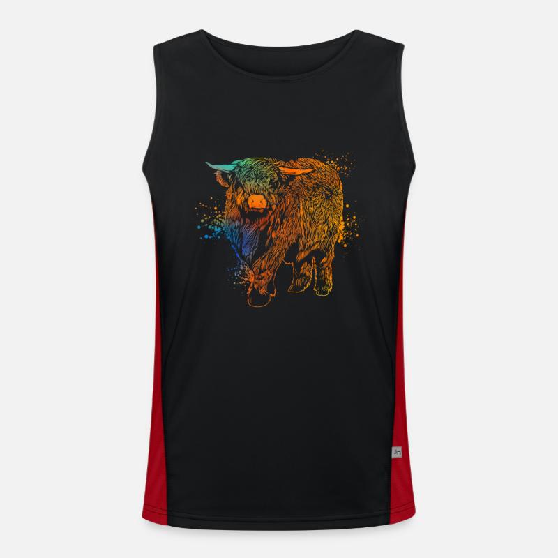 Farbiges Galloway Rind - Highland Cattle Funktionelles Kontrast-Tank Top für Männer 