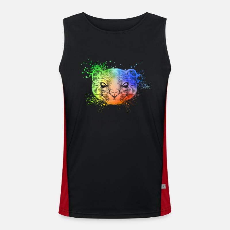 Farbiger Kopf des Frettchen Funktionelles Kontrast-Tank Top für Männer 