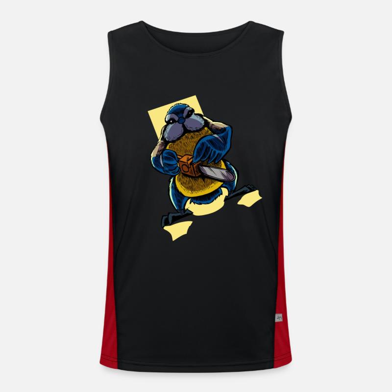 Monster Animals - Chainsaw Blue Men's Functional Contrast Tank Top 