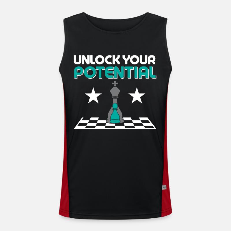 Unlock Your Potential Chess Player Chess Board Funktionelles Kontrast-Tank Top für Männer 