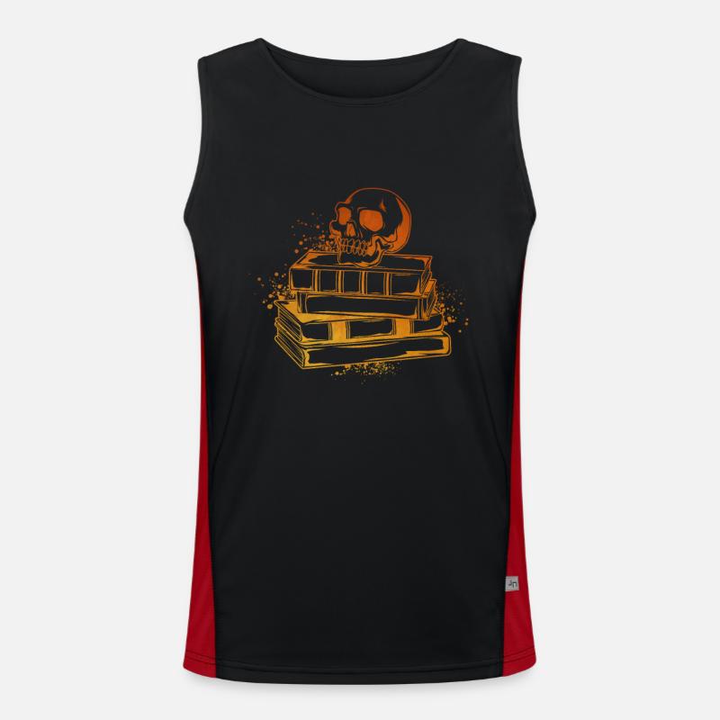 Skull on books - Dark Academia Men's Functional Contrast Tank Top 