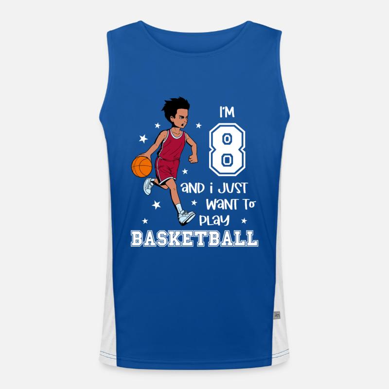 Junge spielt Basketball - Ich bin 8 Funktionelles Kontrast-Tank Top für Männer 