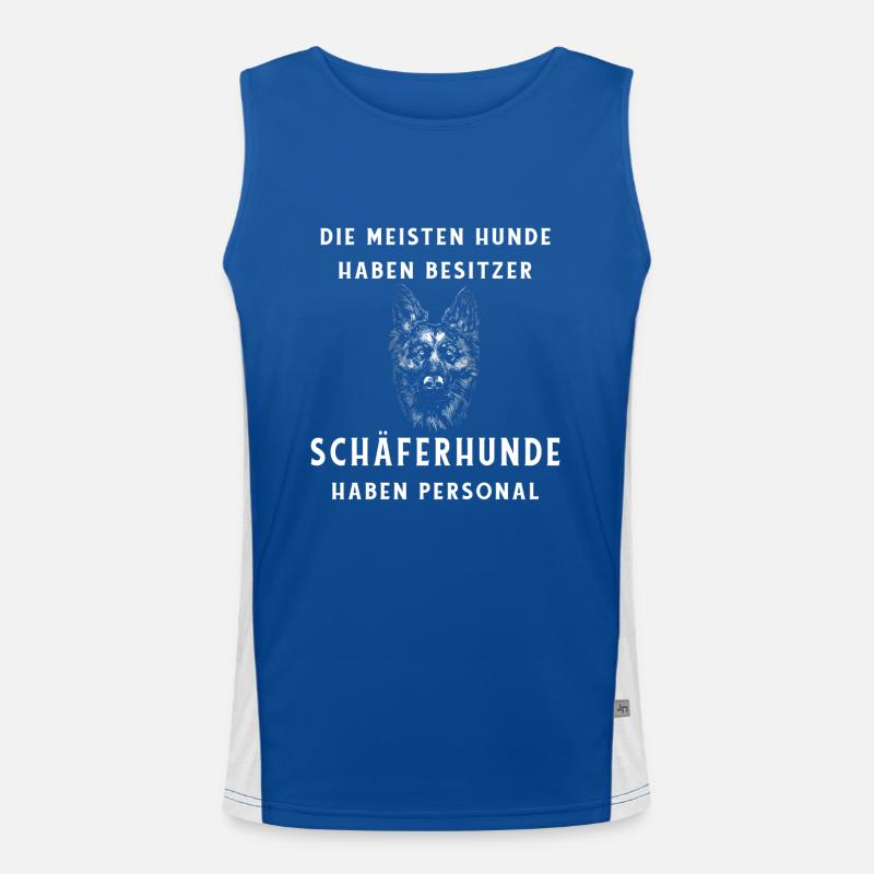 Lustiges Schäferhund Design Funktionelles Kontrast-Tank Top für Männer 