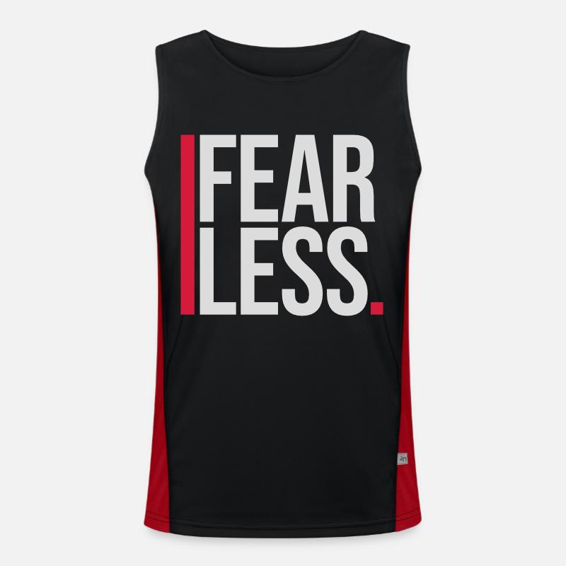fearless Text Quote Design - Men's Functional Contrast Tank Top  - black/red