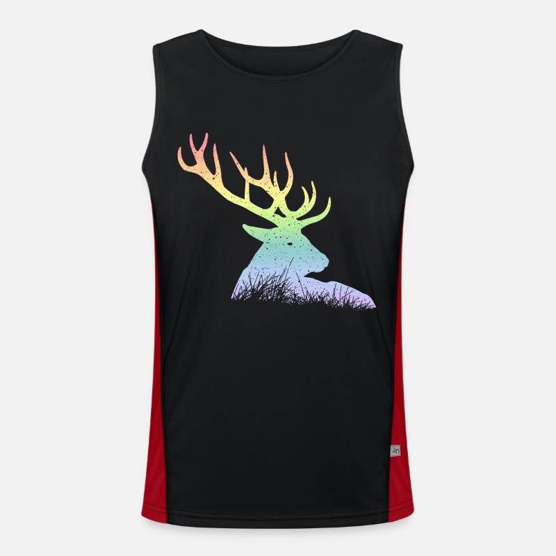 Deer - Men's Functional Contrast Tank Top  - black/red