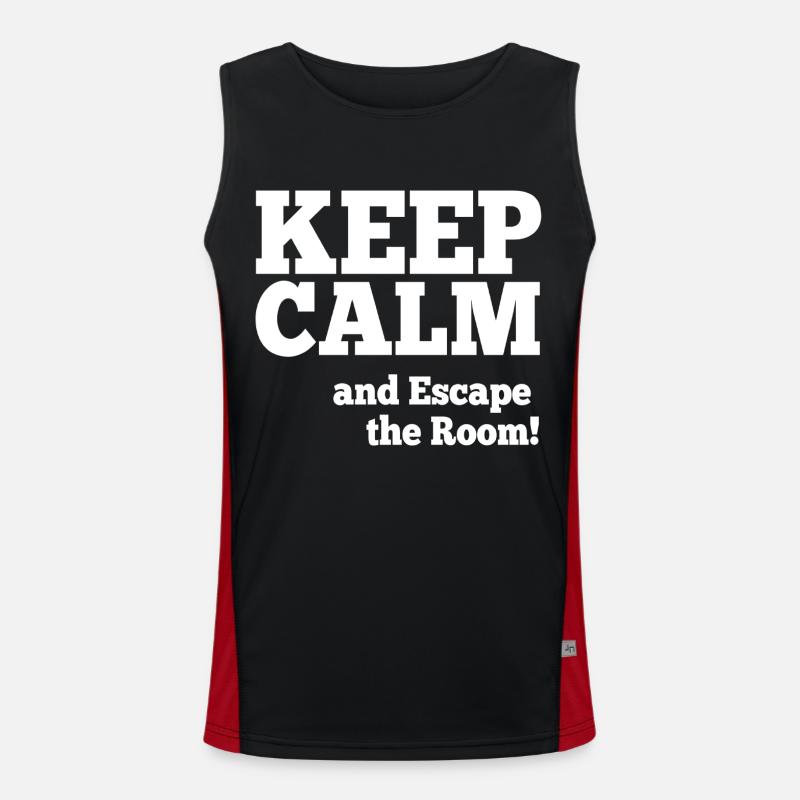Keep Calm and Escape the Room Exit Game Funktionelles Kontrast-Tank Top für Männer 