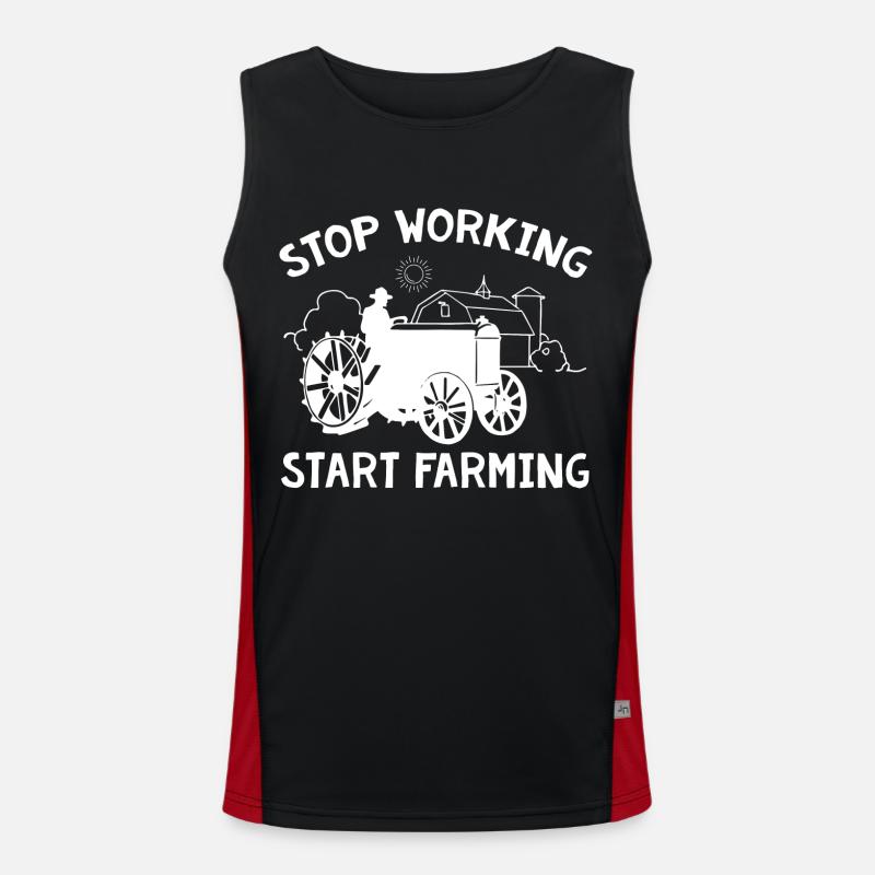 Stop Working Start Farming - Men's Functional Contrast Tank Top - black/red