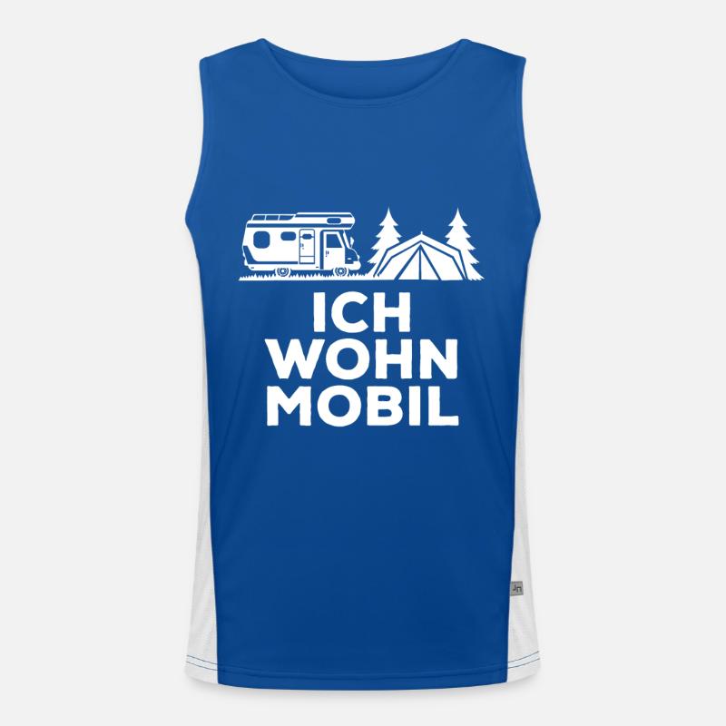 Ich Wohn Mobil. Camping Wohnmobil Camper Geschenk Funktionelles Kontrast-Tank Top für Männer 