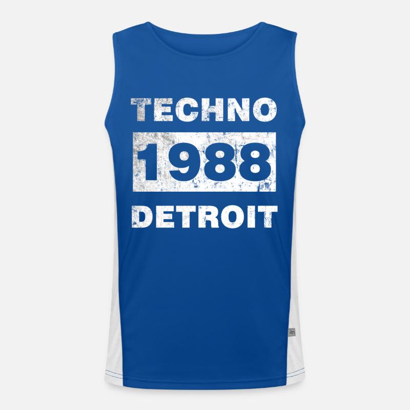 TECHNO MUSIC WHITE Men's Functional Contrast Tank Top 