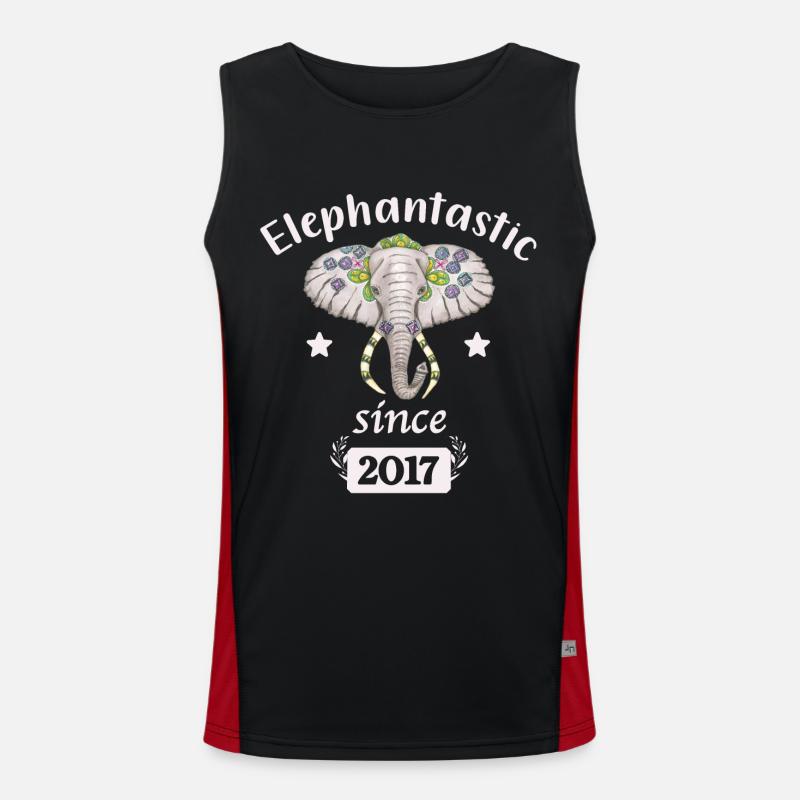 Éléphantastic depuis 2017, tête d’éléphant décorée Débardeur respirant contrasté Homme 