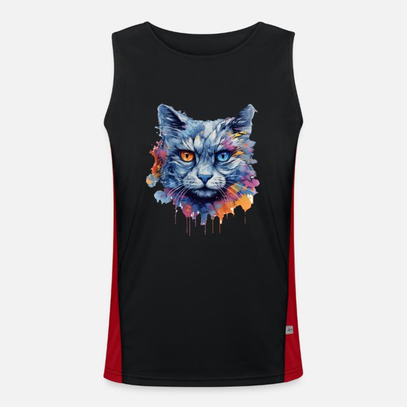 Cat - Men's Functional Contrast Tank Top  - black/red