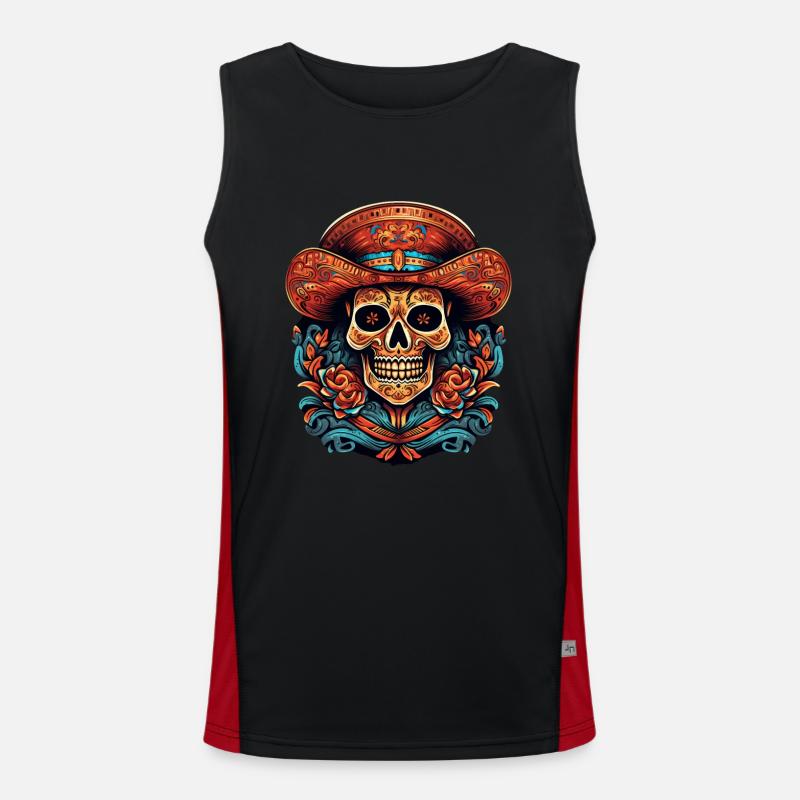 Cinco de Mayo Skull Men's Functional Contrast Tank Top 