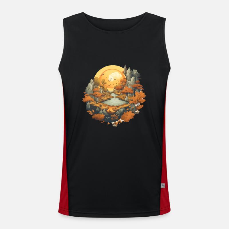 Herbstliche Landschaft Funktionelles Kontrast-Tank Top für Männer 