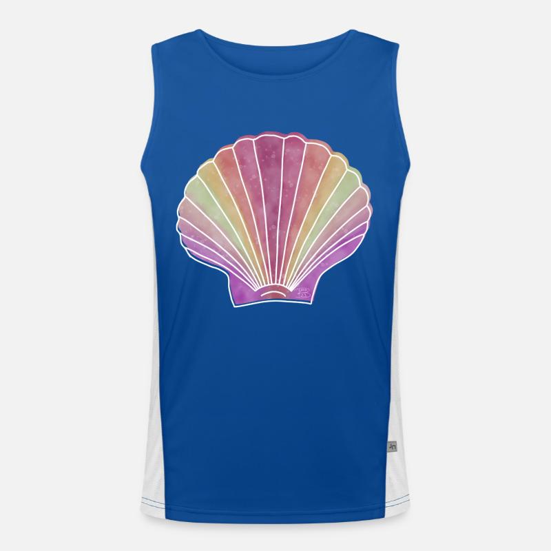 "Scallop", Boho Line Art Design, "Shells" Men's Functional Contrast Tank Top 