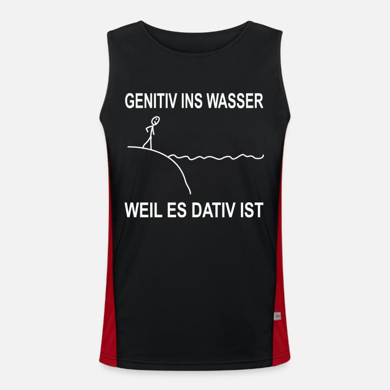 Lehrer Deutsch Lustiger Spruch Genitiv Funktionelles Kontrast-Tank Top für Männer 