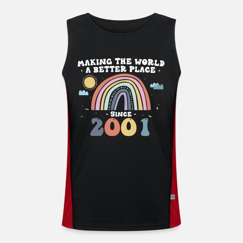 Die Welt zu einem besseren Ort machen seit 2001, 22. Funktionelles Kontrast-Tank Top für Männer 